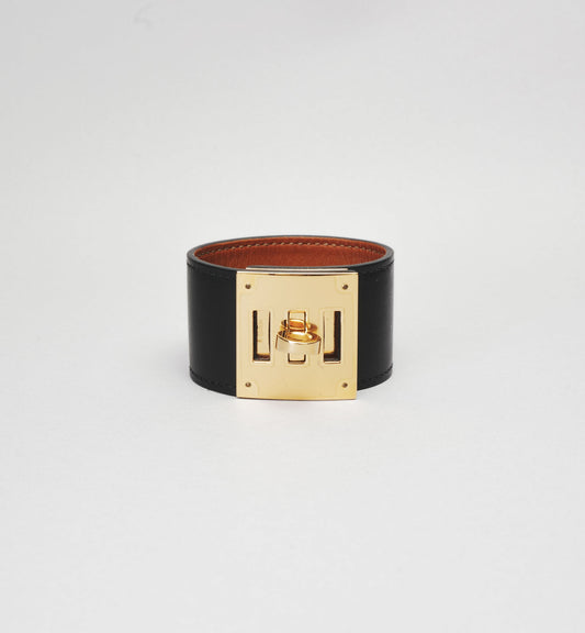 Bracelet Hermès Kelly Dog Noir - Finition Dorée