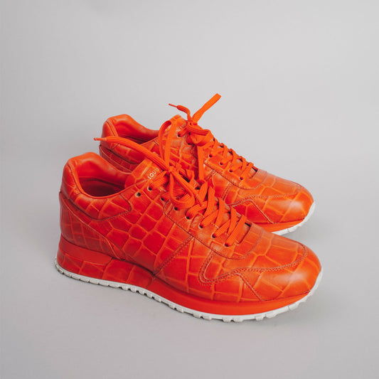Baskets façon croco LOUIS VUITTON 40 rouge