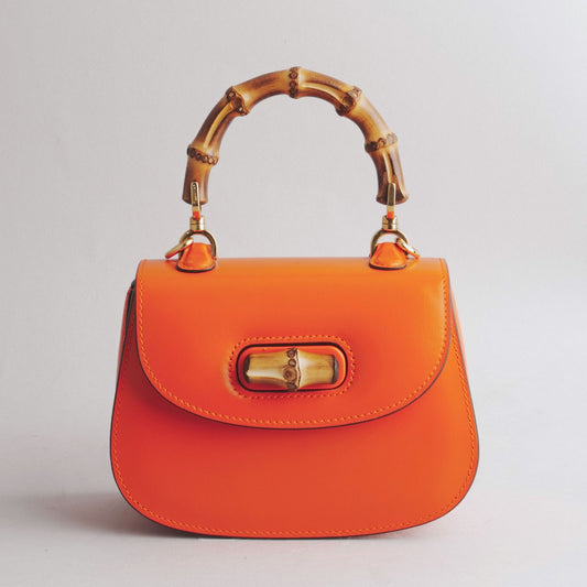 GUCCI — Sac Bamboo en cuir orange