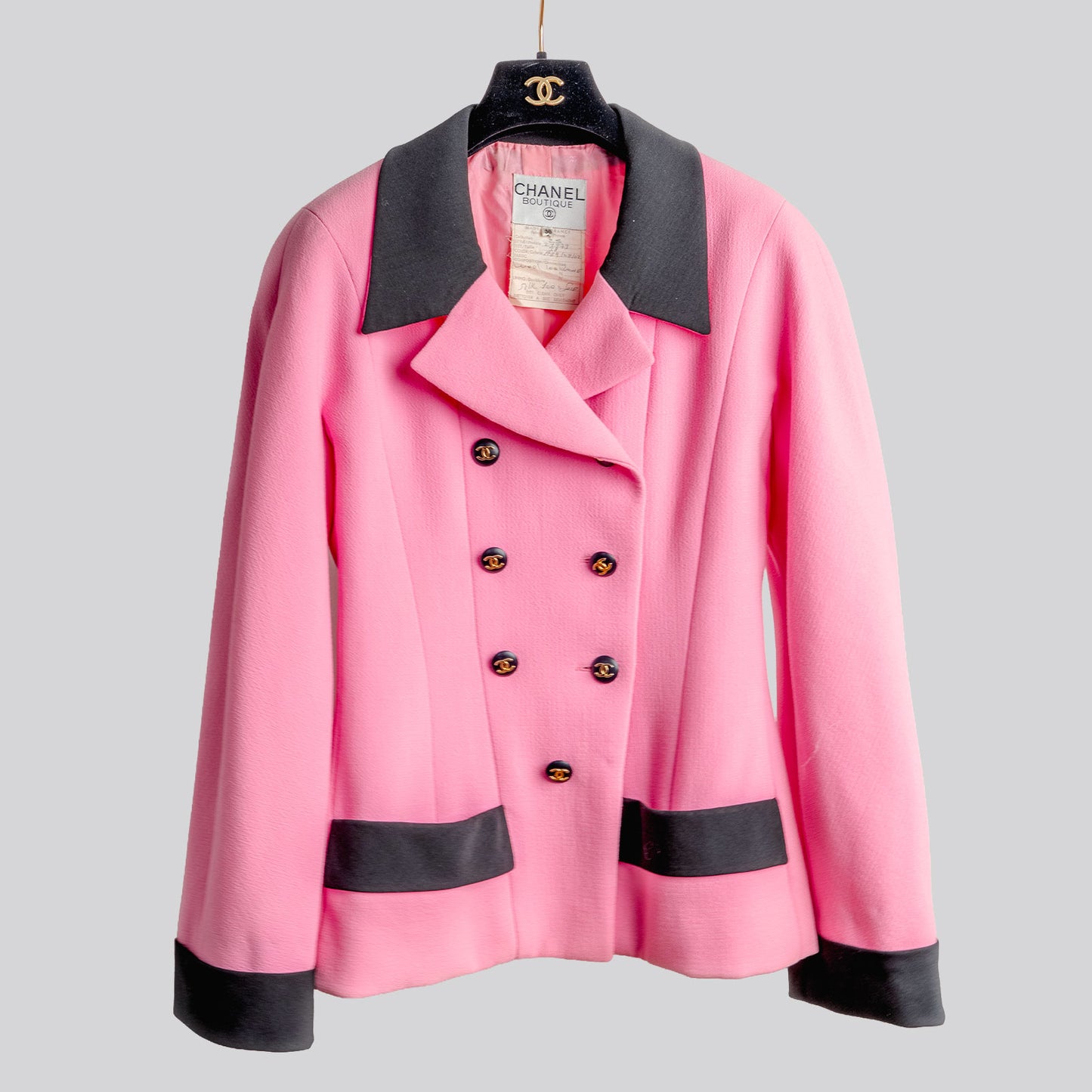 Veste collection 25 vintage CHANEL rose / noir