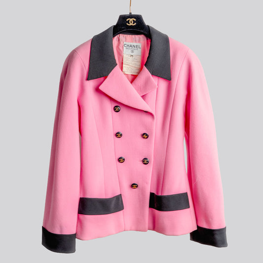 Veste collection 25 vintage CHANEL rose / noir