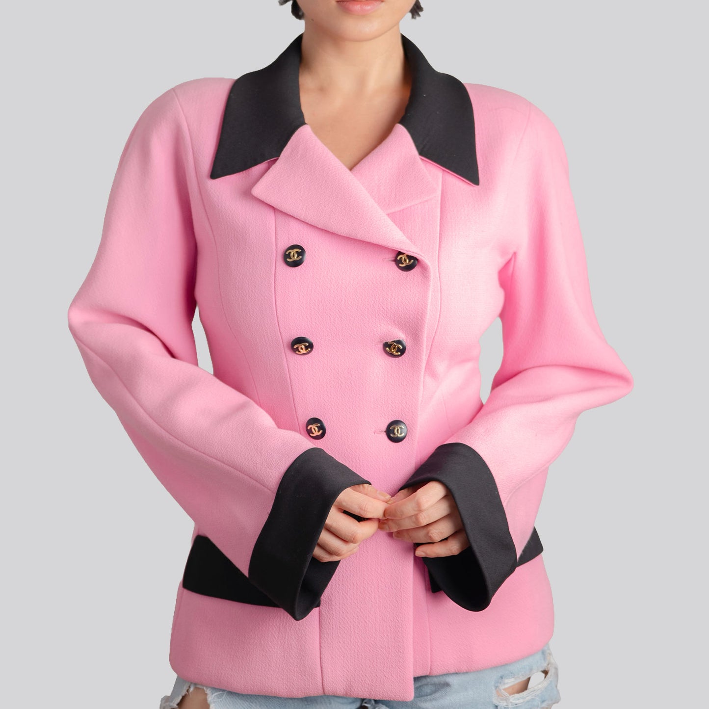 Veste collection 25 vintage CHANEL rose / noir