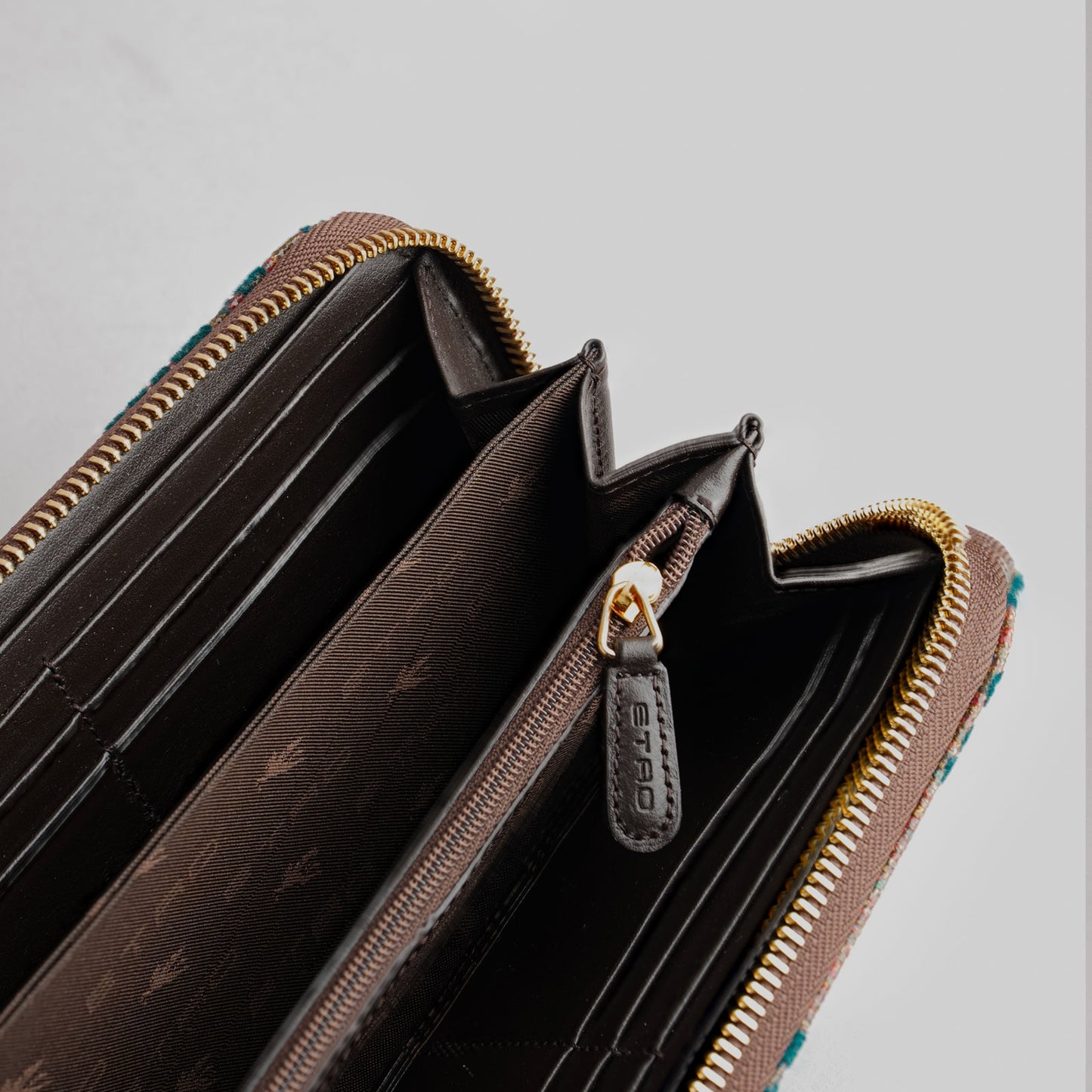 Portefeuille motif velour  ETRO marron / vert