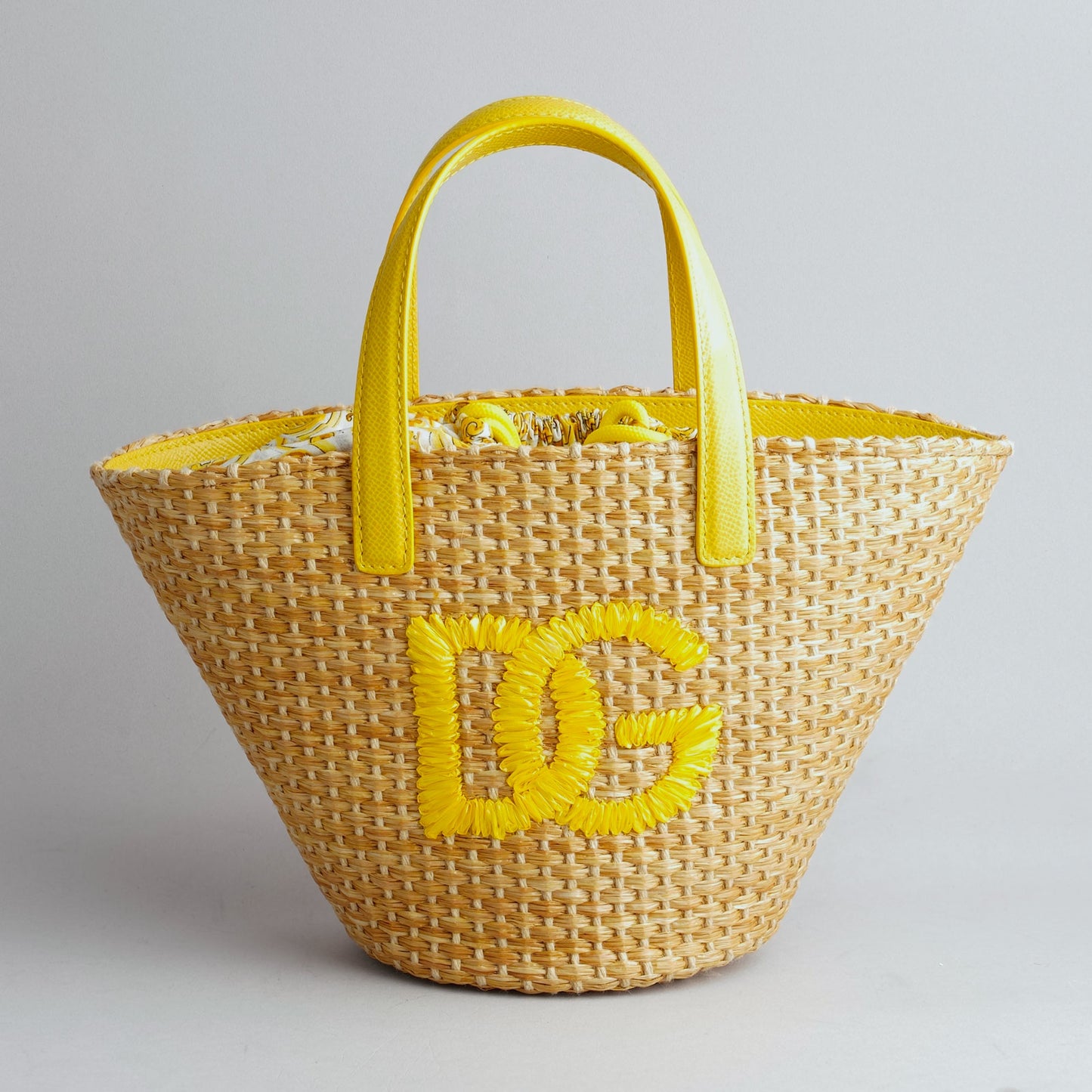 DOLCE & GABBANA — Sac panier DG en raphia tressé
