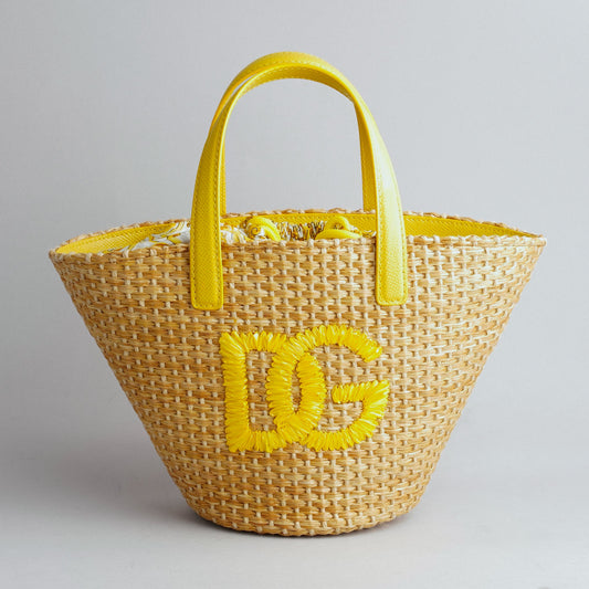 DOLCE & GABBANA — Sac panier DG en raphia tressé