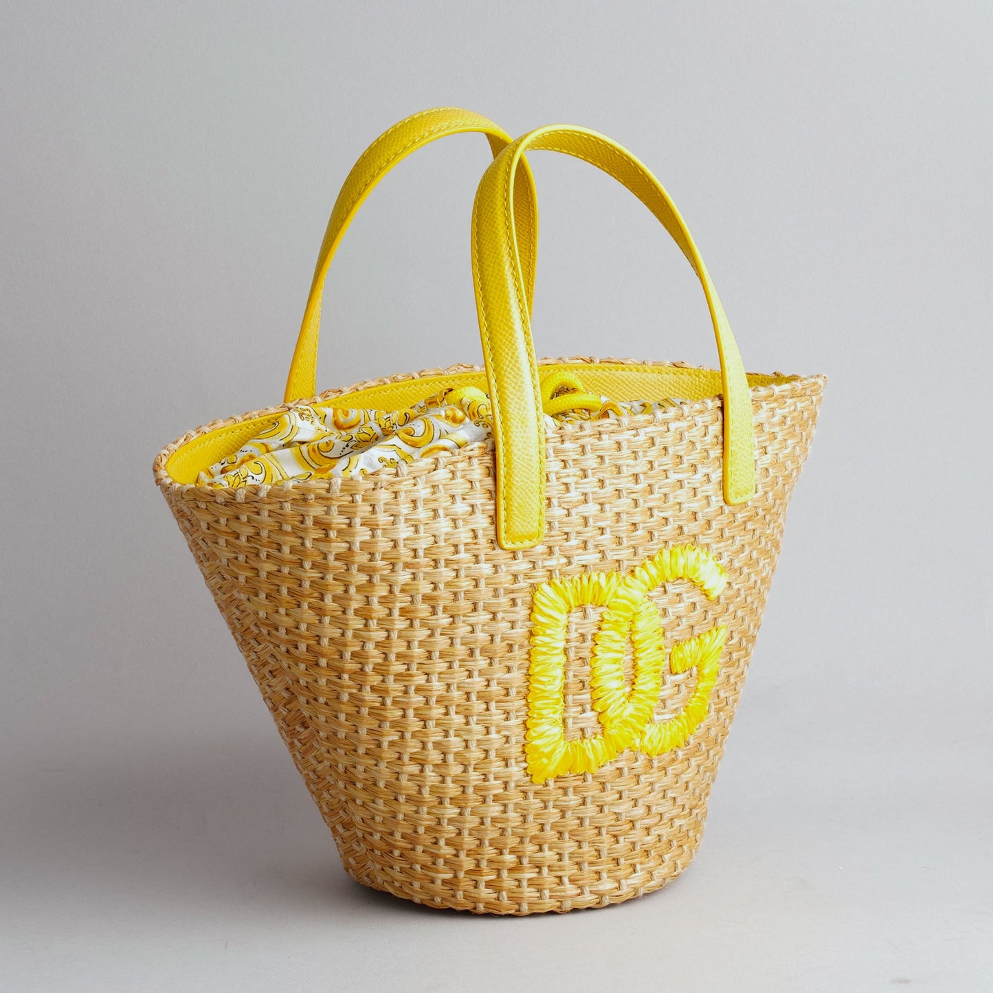 DOLCE & GABBANA — Sac panier DG en raphia tressé