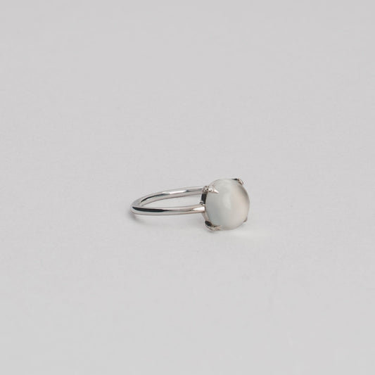 Bague pierre de lune or 750/1000 1,93 gr blanc