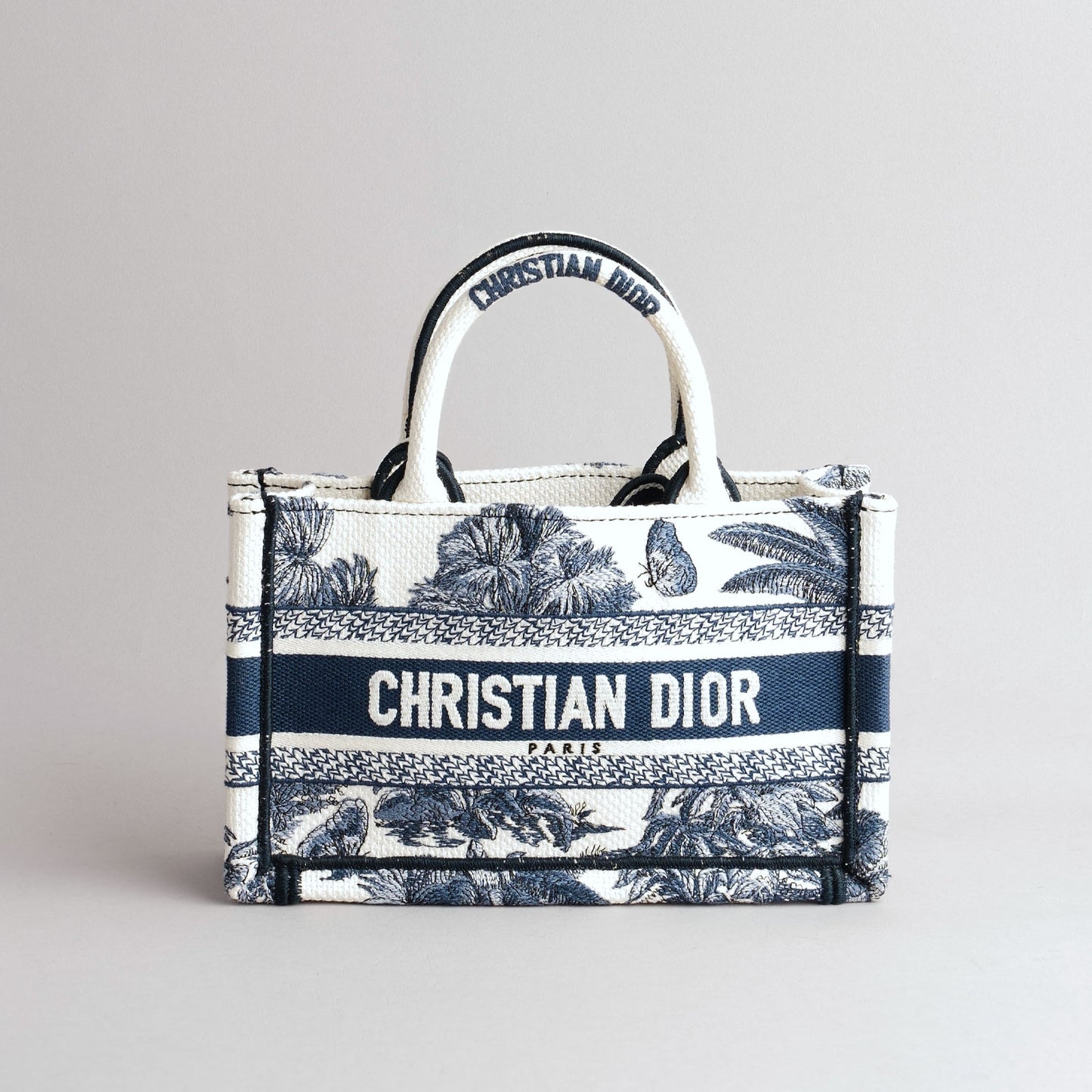 Sac à main broderie toile de jouy palms blanc et bleu DIOR blanc