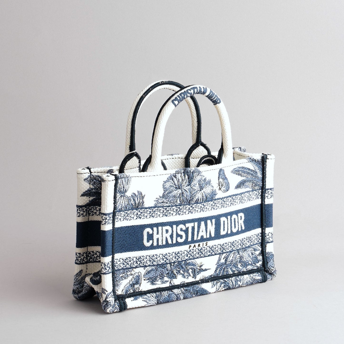 Sac à main broderie toile de jouy palms blanc et bleu DIOR blanc