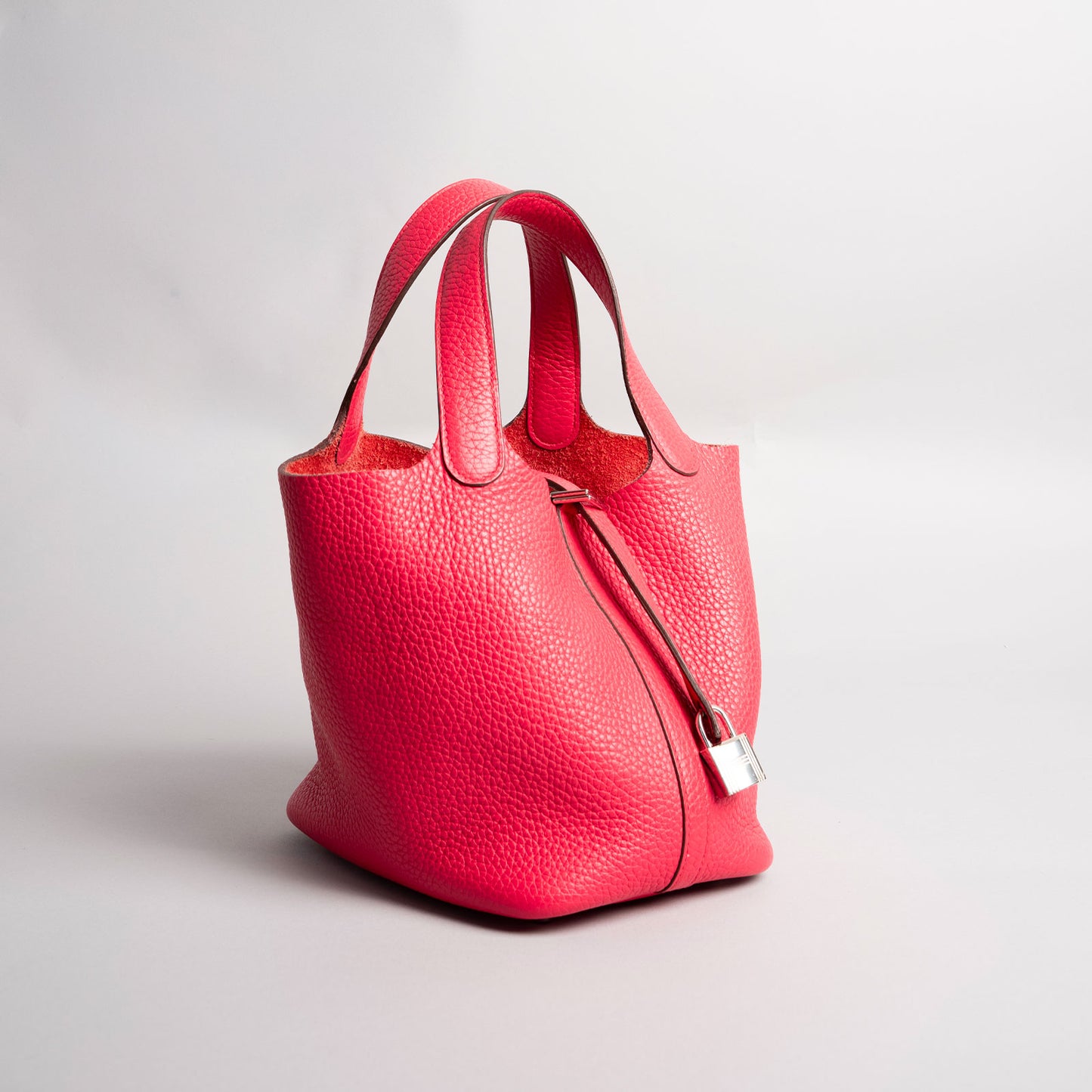 Sac à main picotin 18 rose extrême tortillon clémence paladium HERMÈS rose