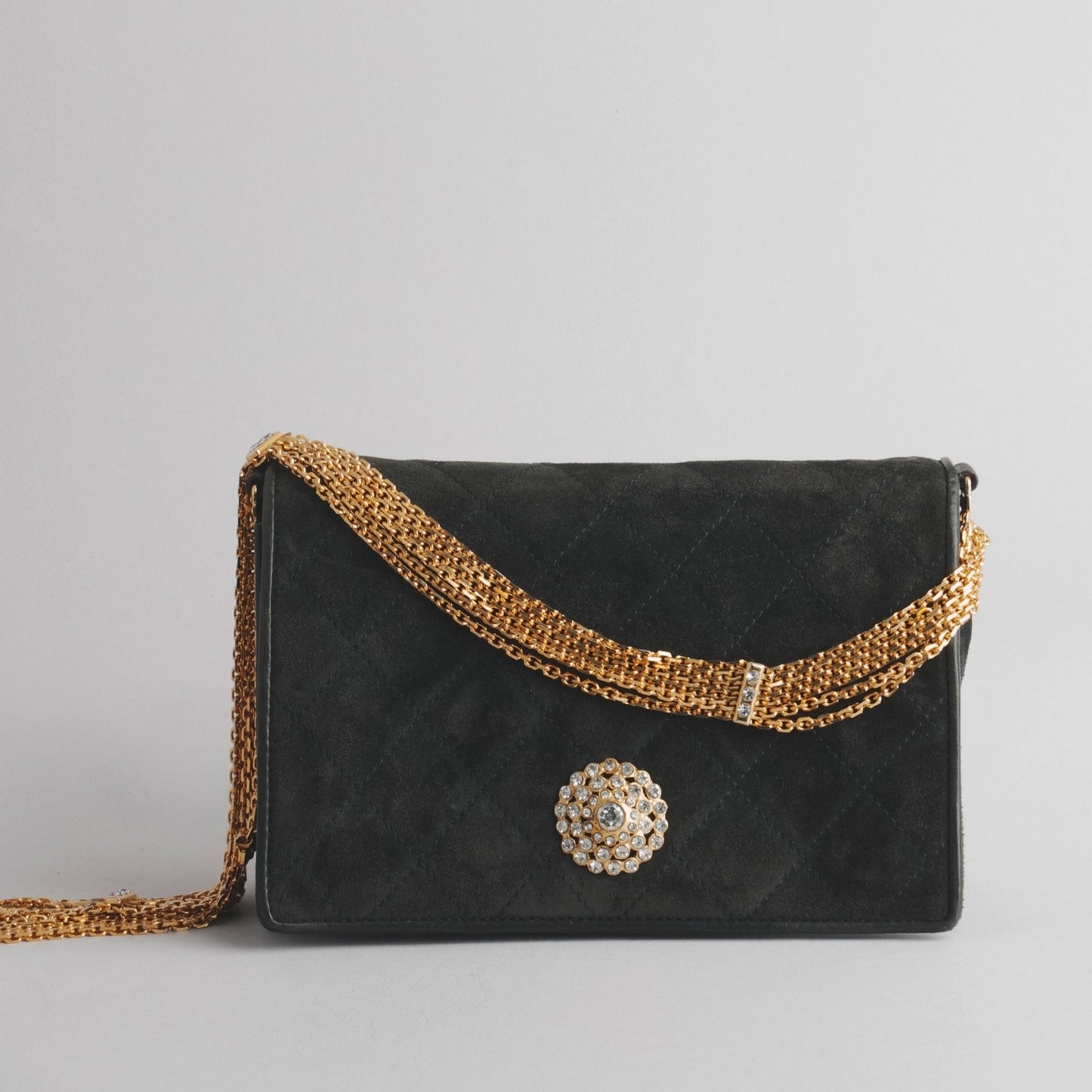 Sac à main en cuir vintage année 90  CHANEL noir