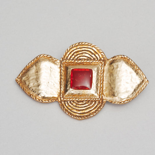 Broche strass rouge  MAROUSSIA doré