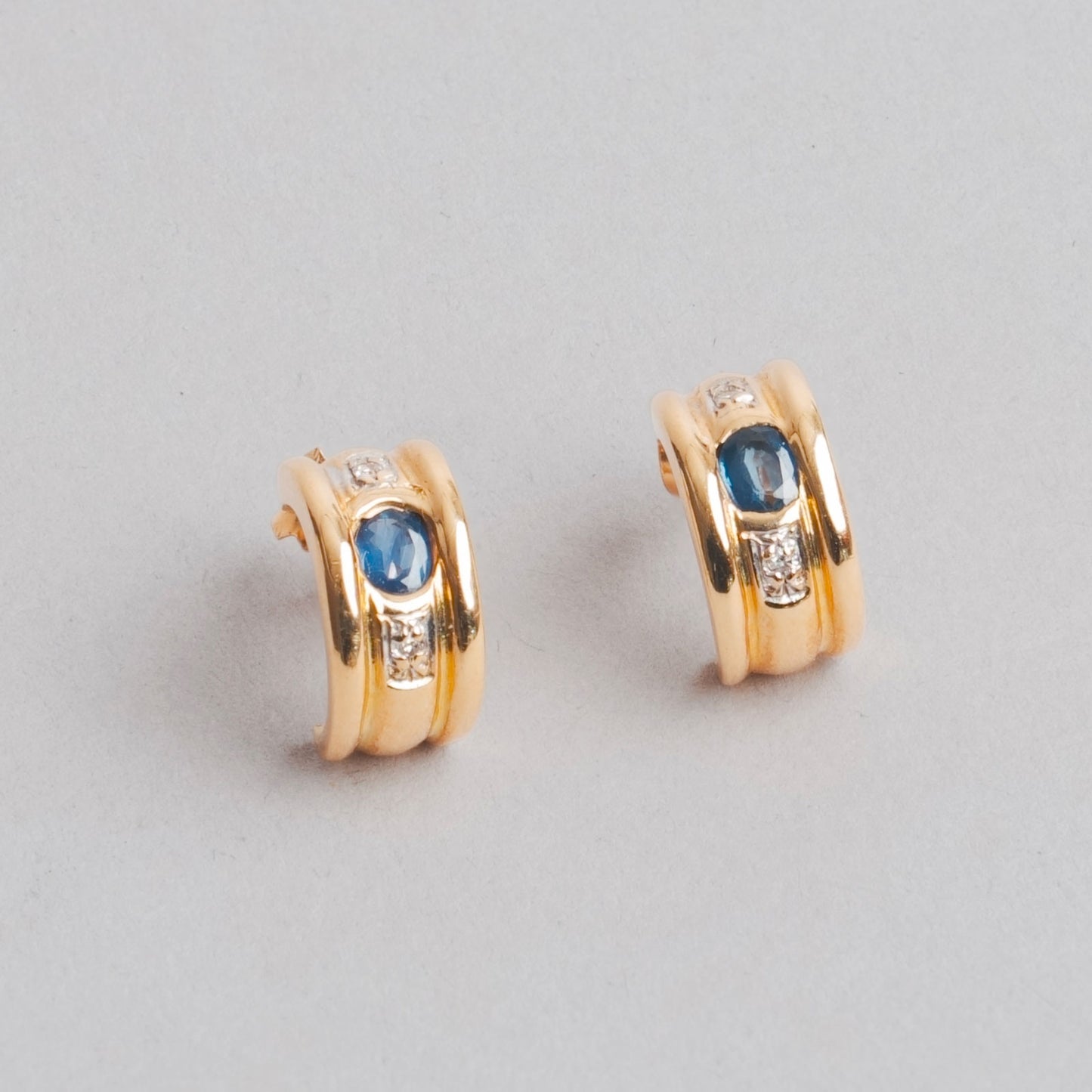 BO en créole saphir et diamants 4,8gr or 18ct 750/1000 jaune