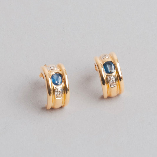 BO en créole saphir et diamants 4,8gr or 18ct 750/1000 jaune