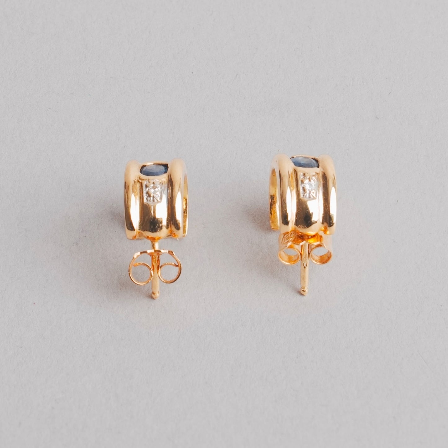 BO en créole saphir et diamants 4,8gr or 18ct 750/1000 jaune