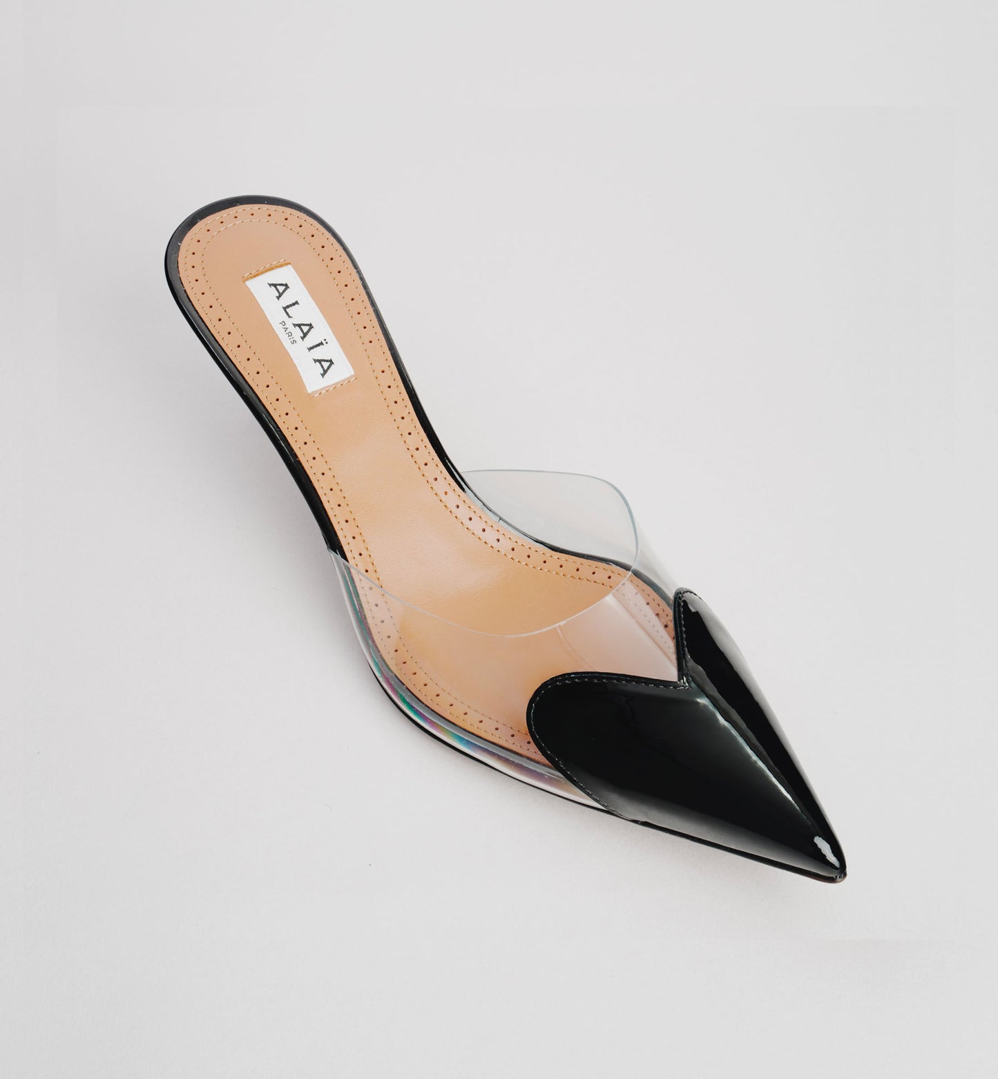 Mules Alaïa "Le Cœur" en Cuir Verni Noir
