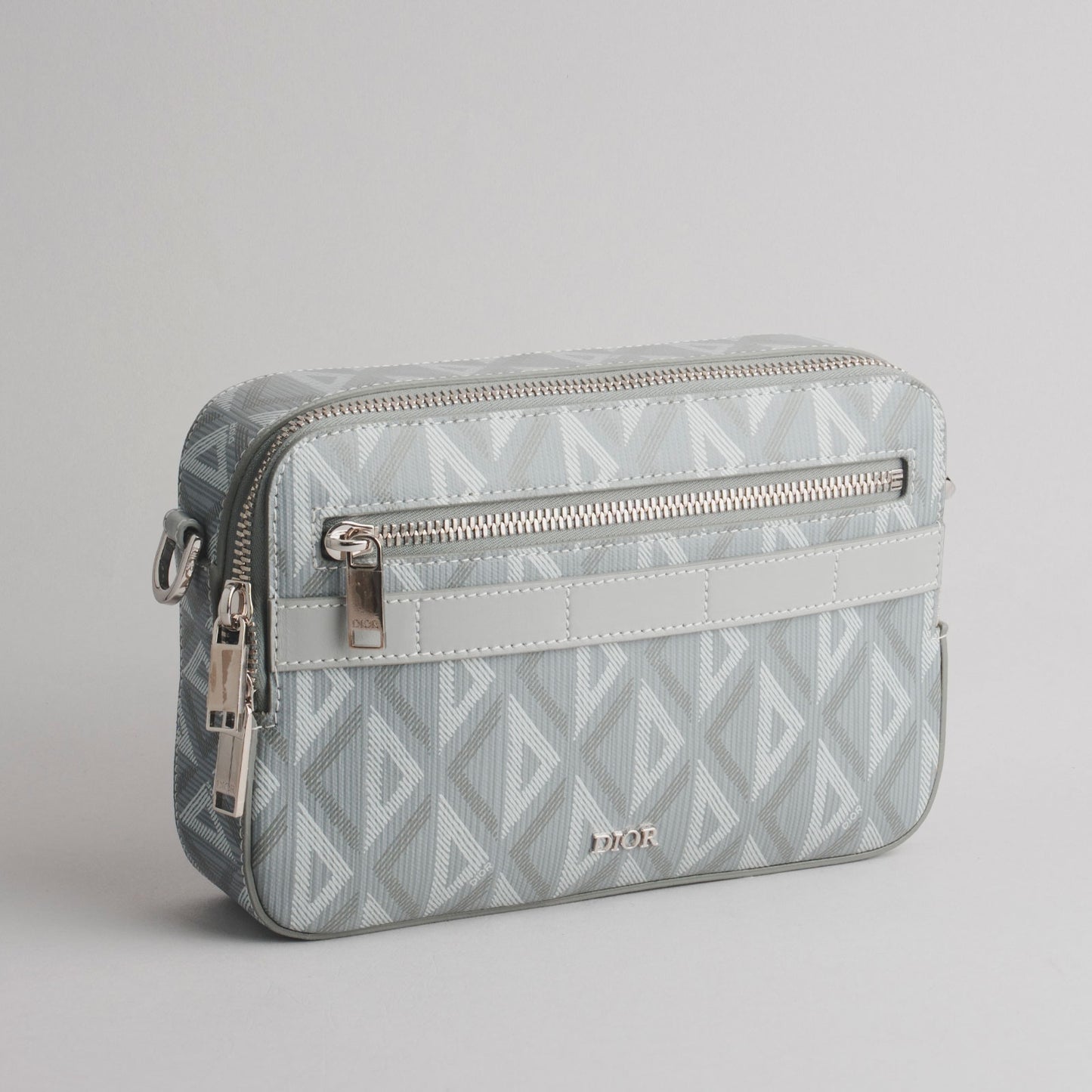 DIOR — Pouch Oblique en cuir gris