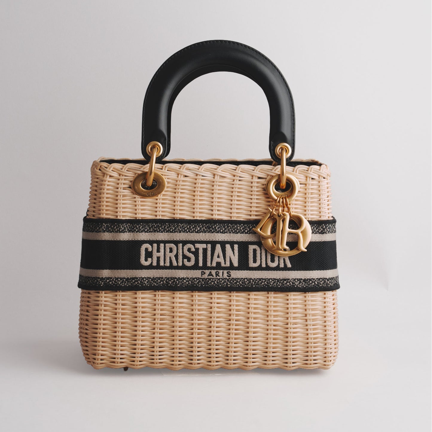 Sac à main rotin naturel et toile jacquard  DIOR écru