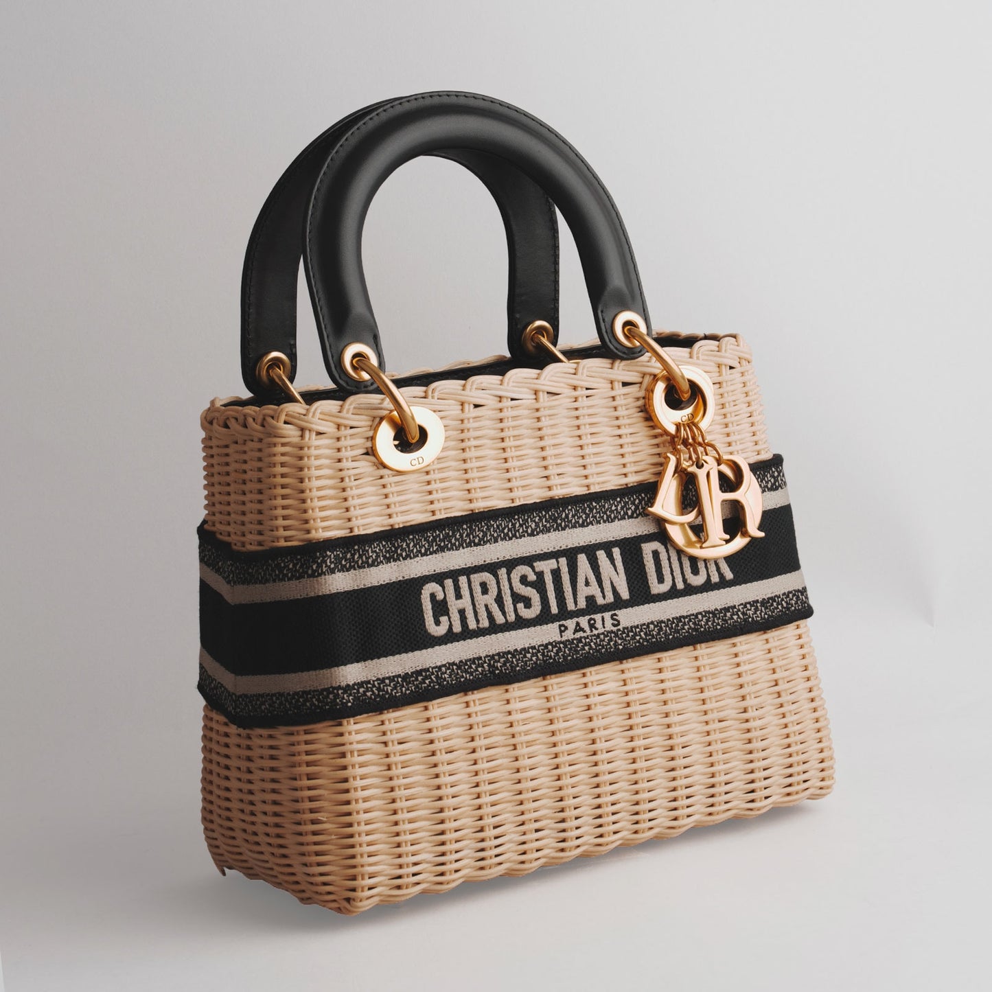 Sac à main rotin naturel et toile jacquard  DIOR écru