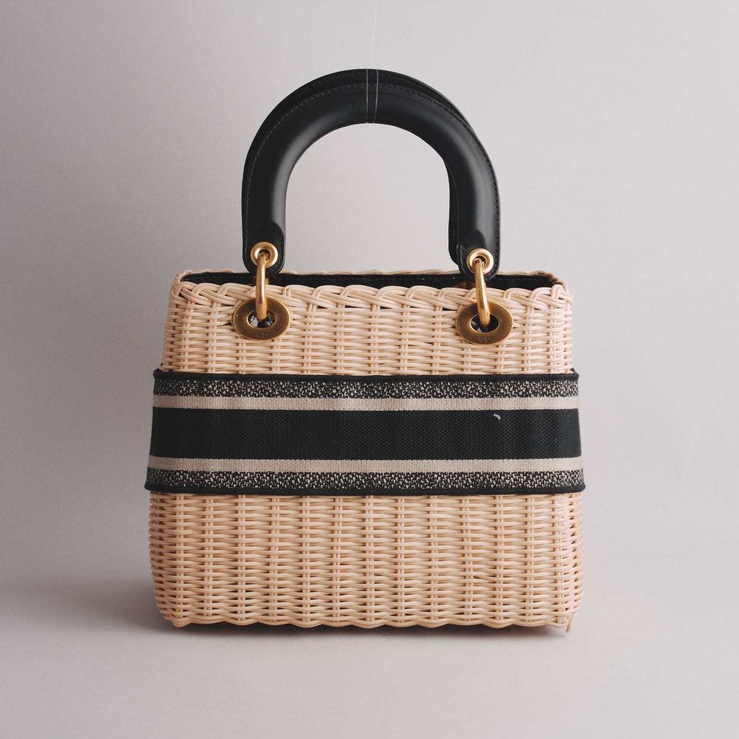 Sac à main rotin naturel et toile jacquard  DIOR écru