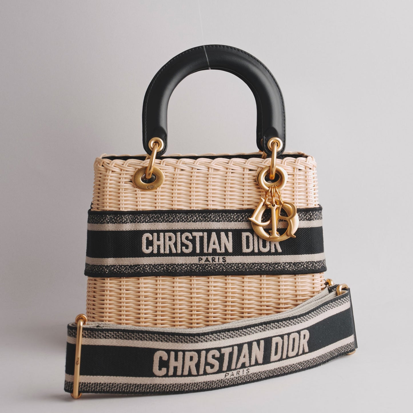 Sac à main rotin naturel et toile jacquard  DIOR écru