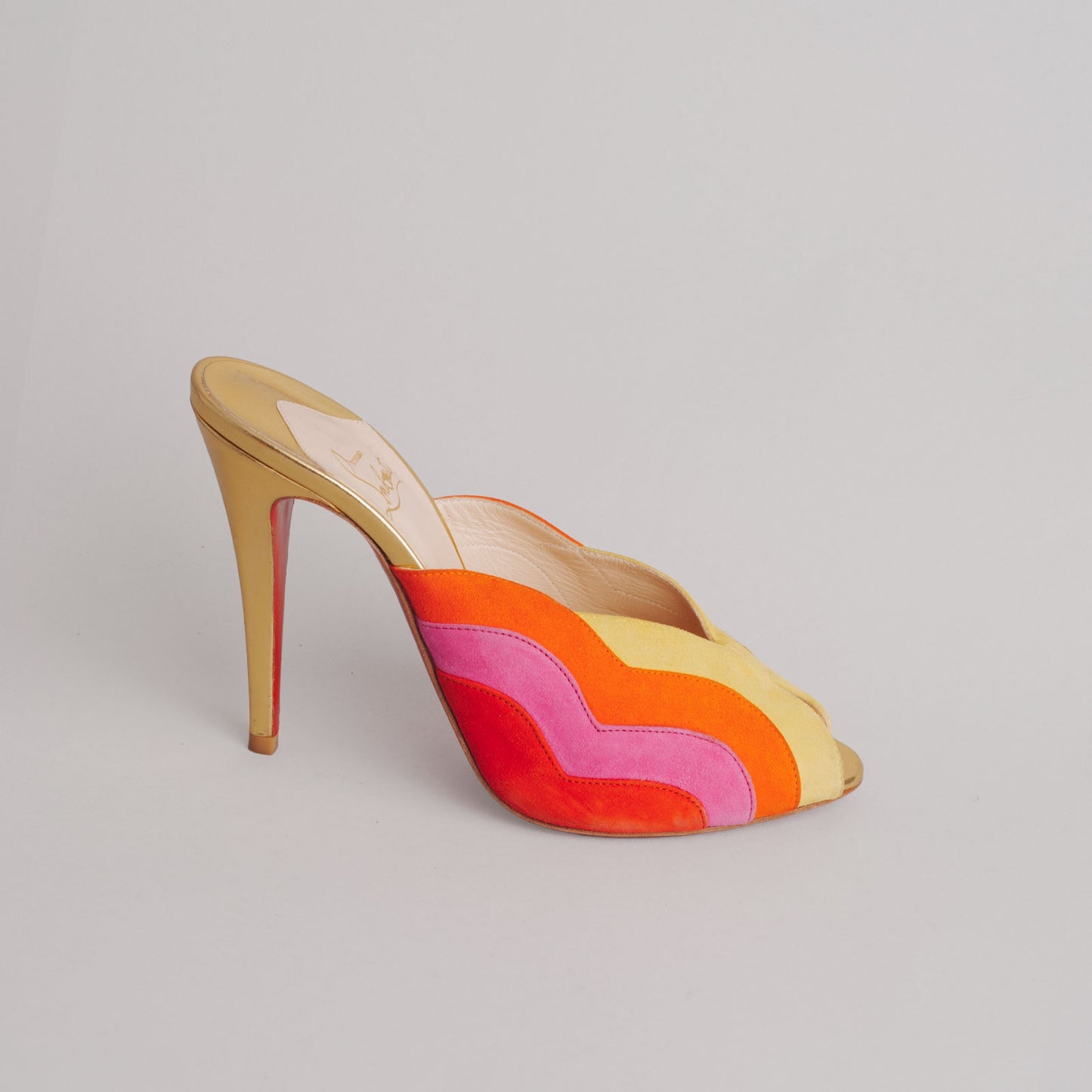 Mules doré LOUBOUTIN 39 violet / jaune / rouge
