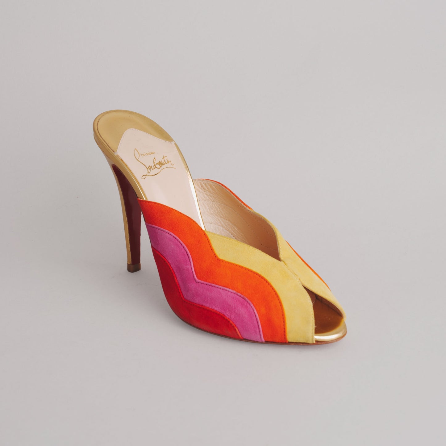Mules doré LOUBOUTIN 39 violet / jaune / rouge