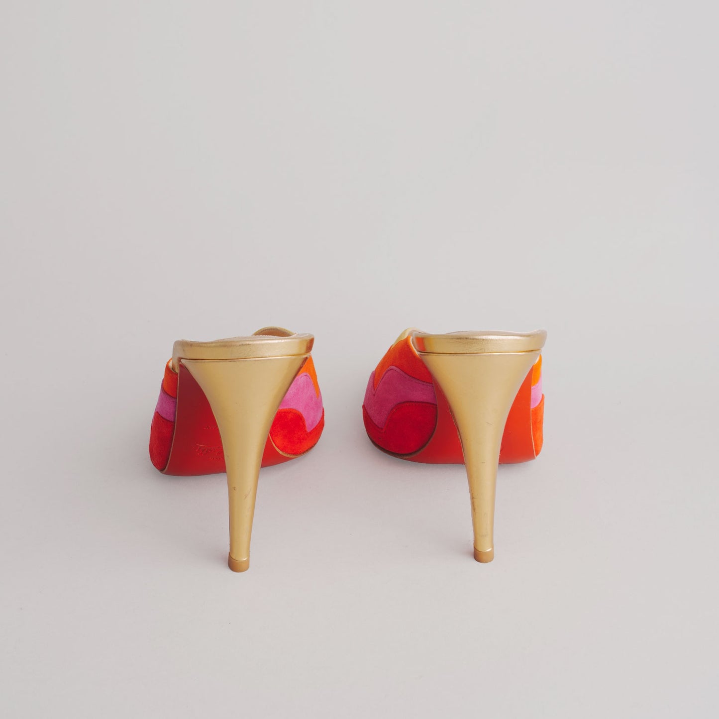 Mules doré LOUBOUTIN 39 violet / jaune / rouge
