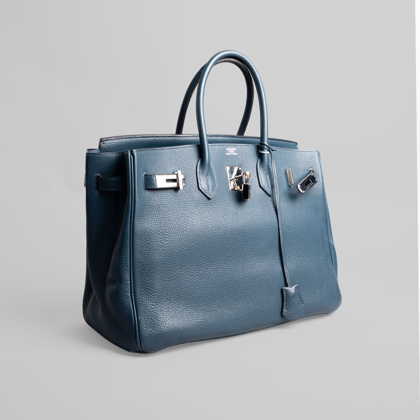 Sac à main Birkin en cuir HERMÈS marine 35