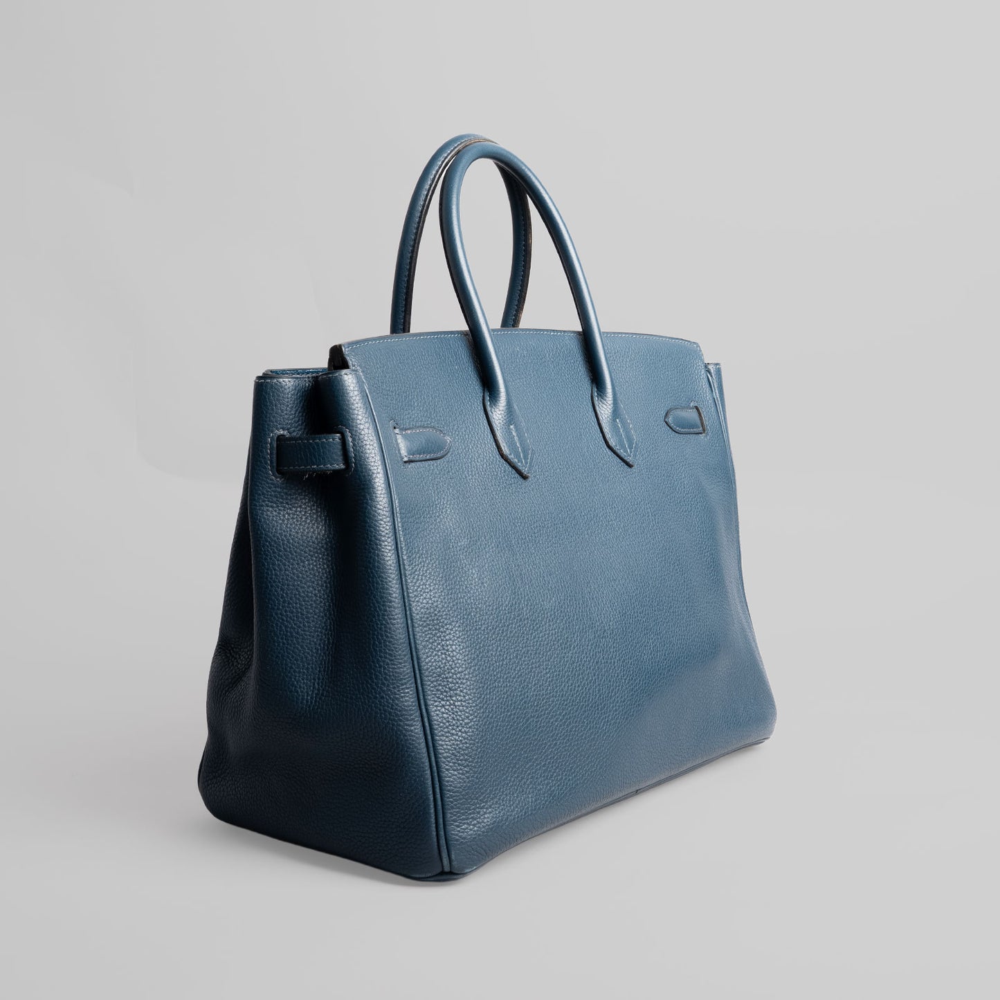 Sac à main Birkin en cuir HERMÈS marine 35