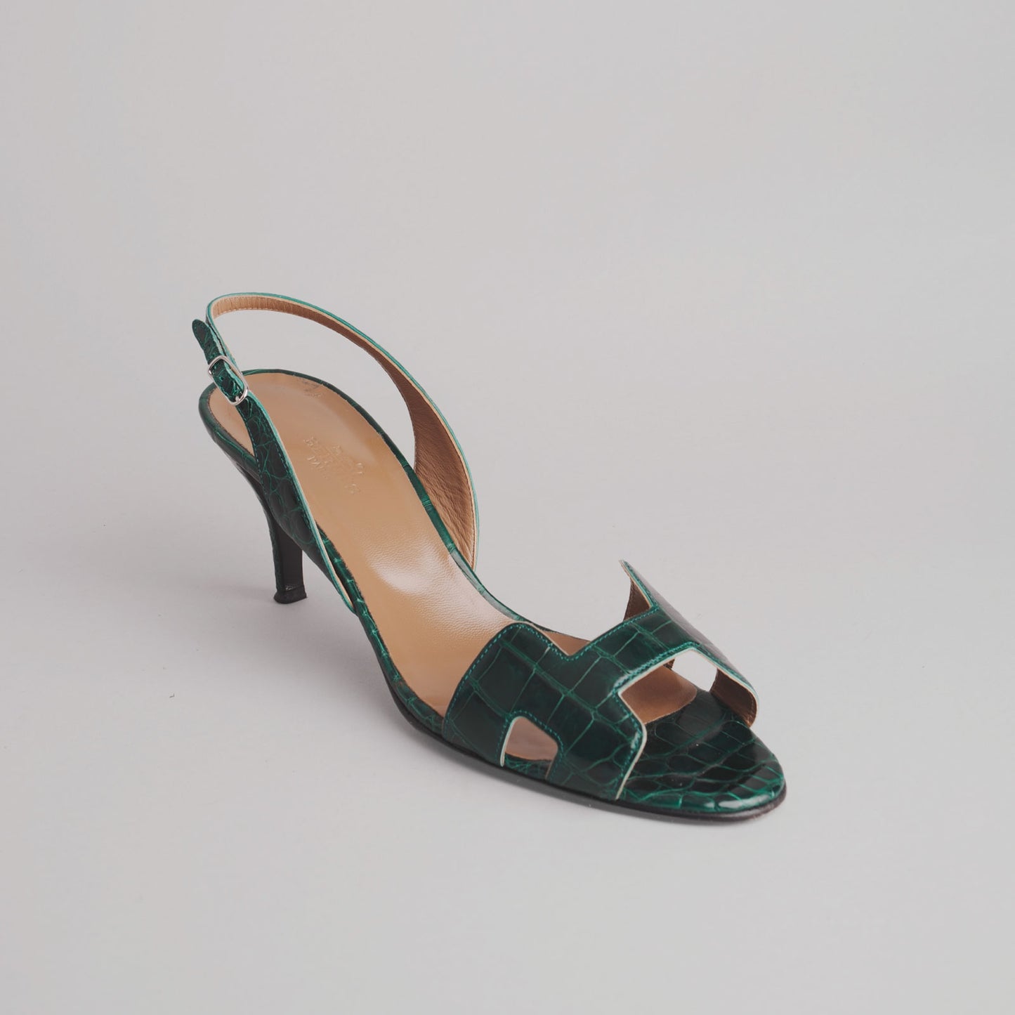 Sandales alligator missi lisse  HERMES 40 vert