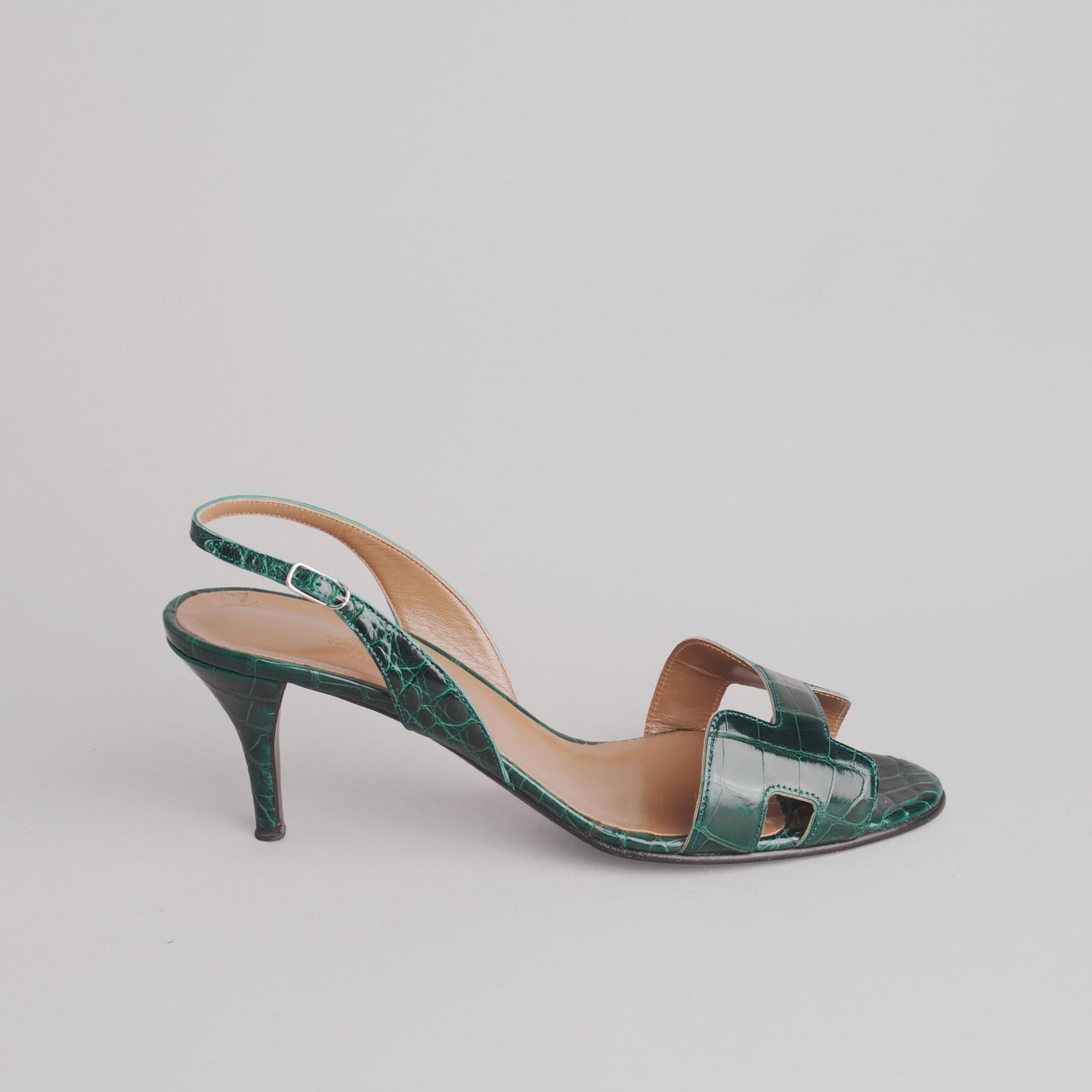 Sandales alligator missi lisse  HERMES 40 vert