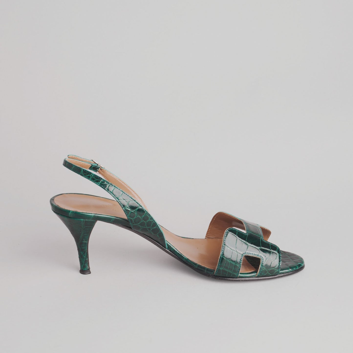 Sandales alligator missi lisse  HERMES 40 vert