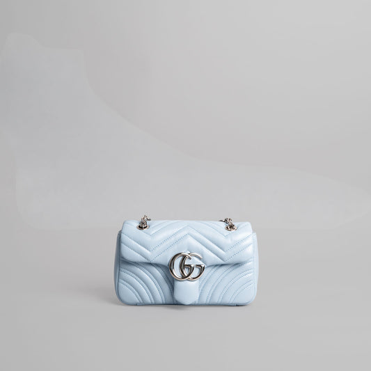 Sac à main en cuir GUCCI bleu marmont