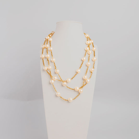 Collier CHANEL doré grosse perle 93