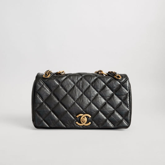 Sac à main en cuir CHANEL noir