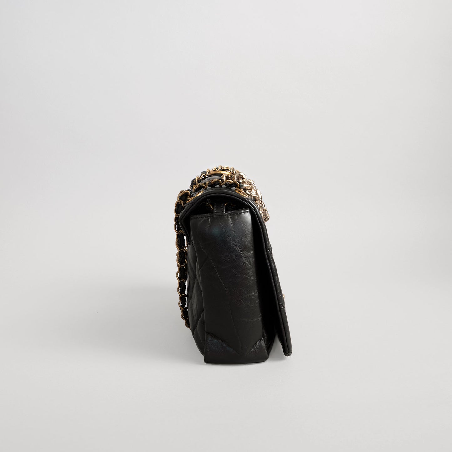 Sac à main en cuir CHANEL noir
