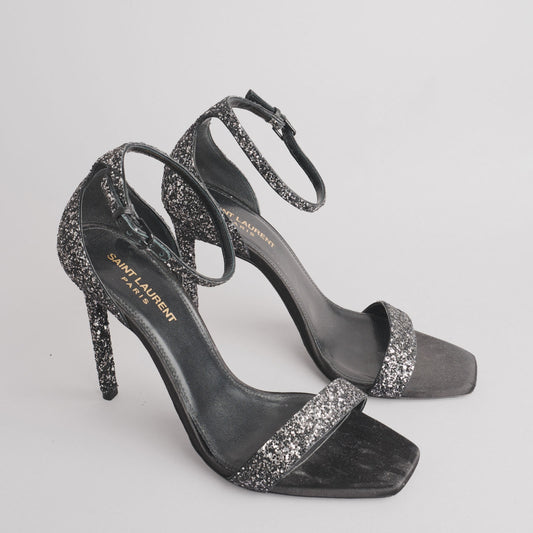 Sandales strass SAINT LAURENT 39 argenté