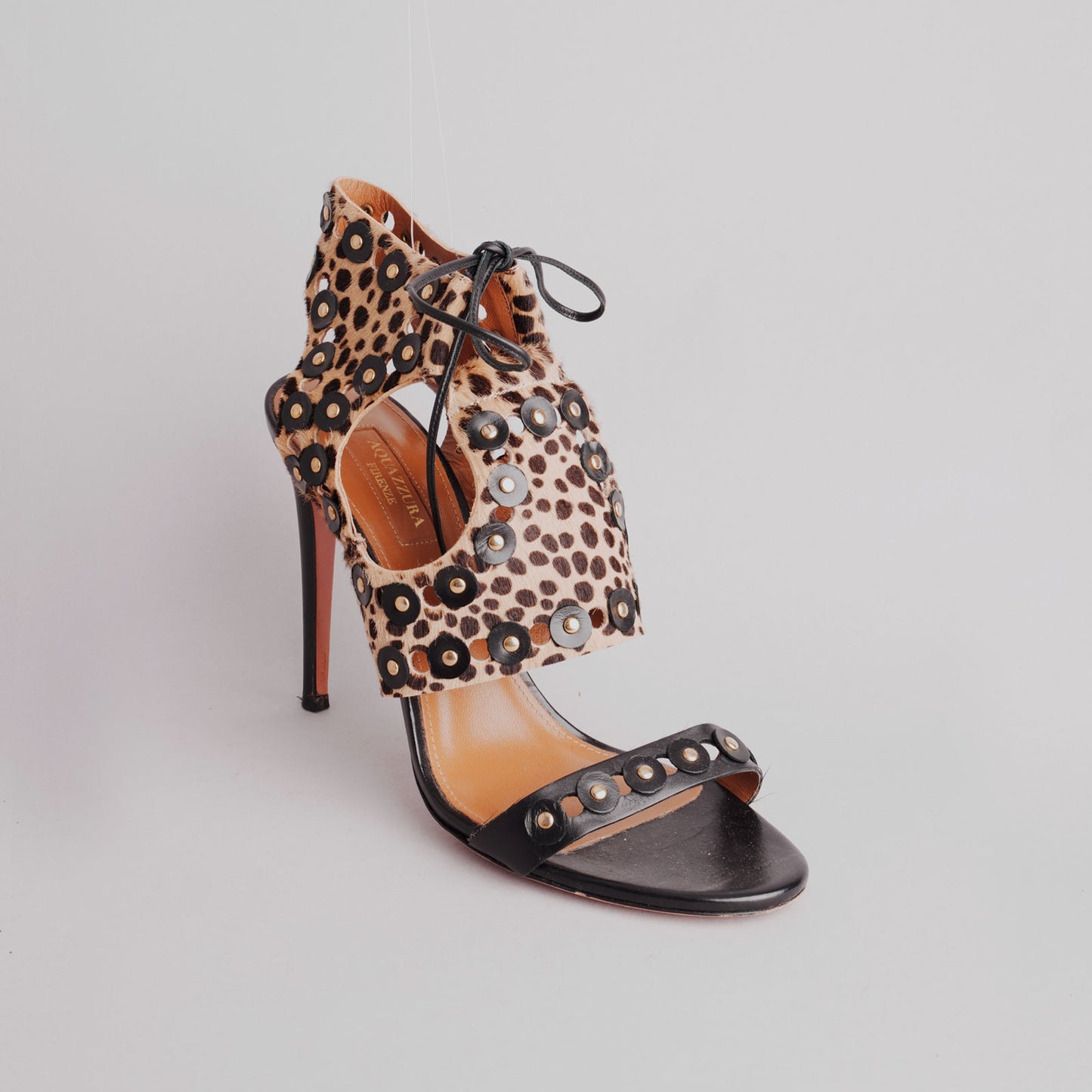 Sandales avec lacets léopard AQUAZZURA 39 noir