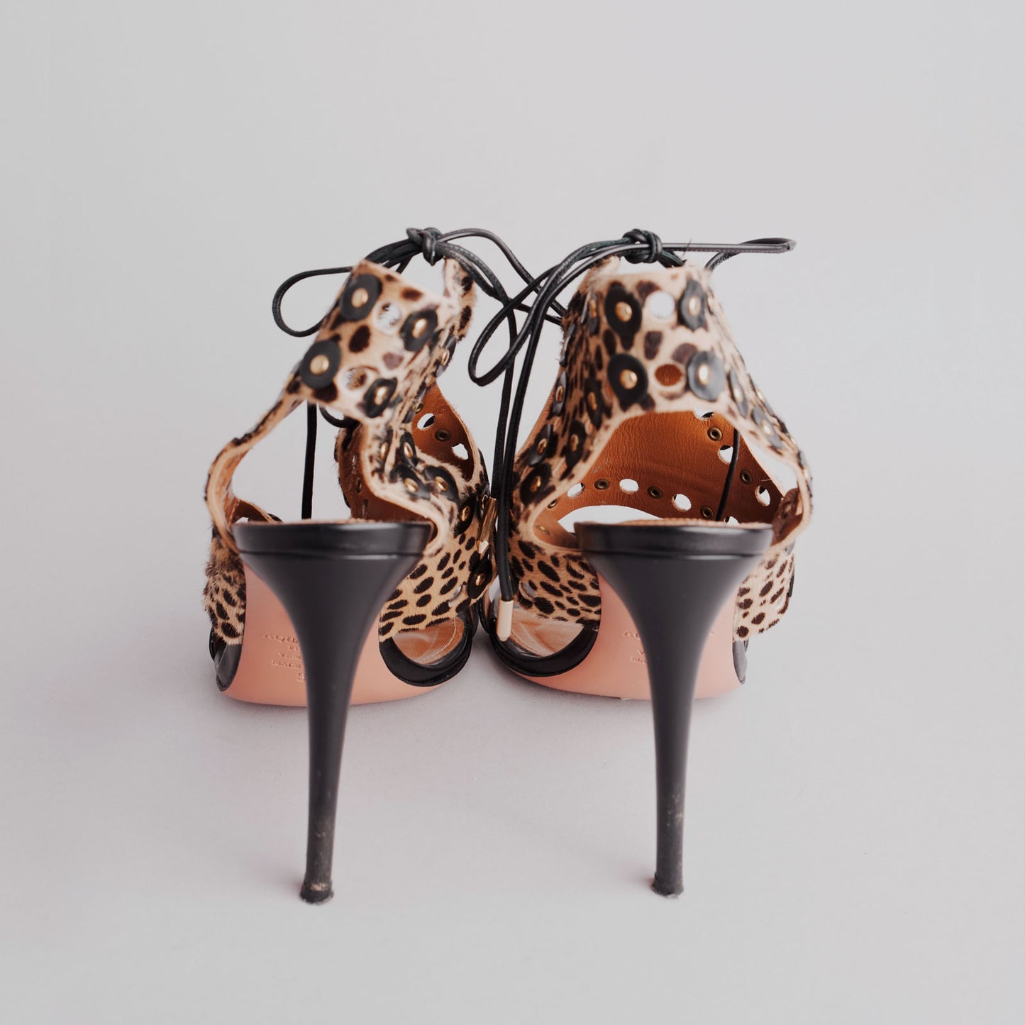 Sandales avec lacets léopard AQUAZZURA 39 noir