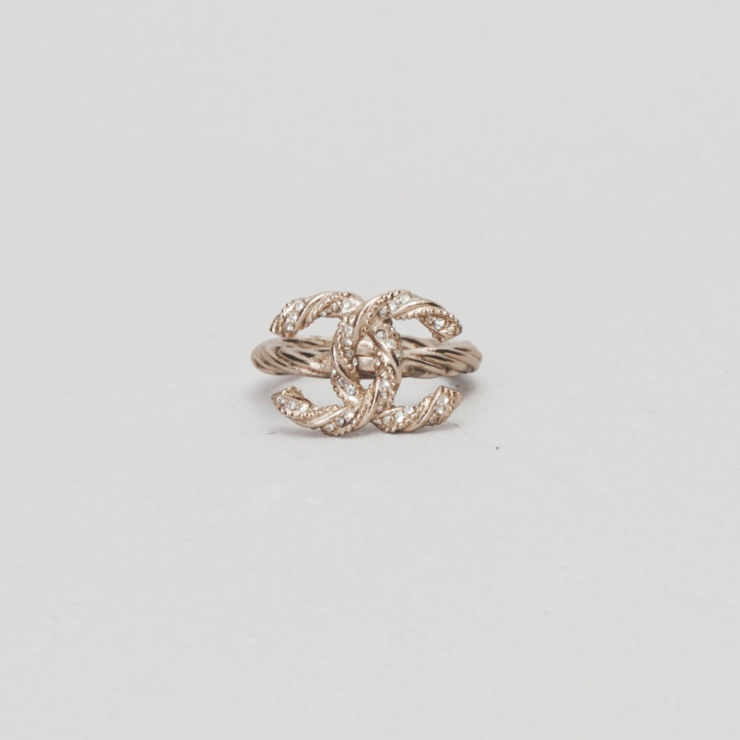 Bague avec strass CHANEL écru