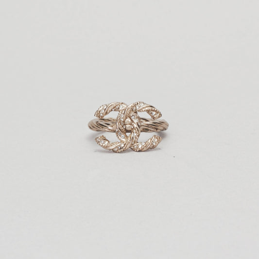 Bague avec strass CHANEL écru