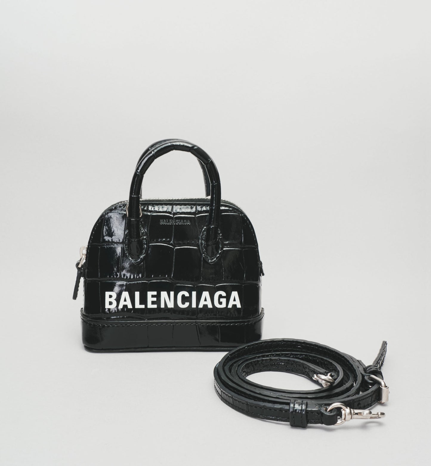 Sac Balenciaga Mini Bolide - Cuir Croco Noir